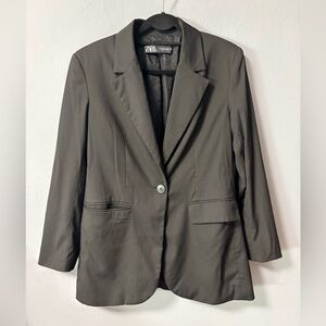 Zara oversized single-breasted blazer in black. Size Small